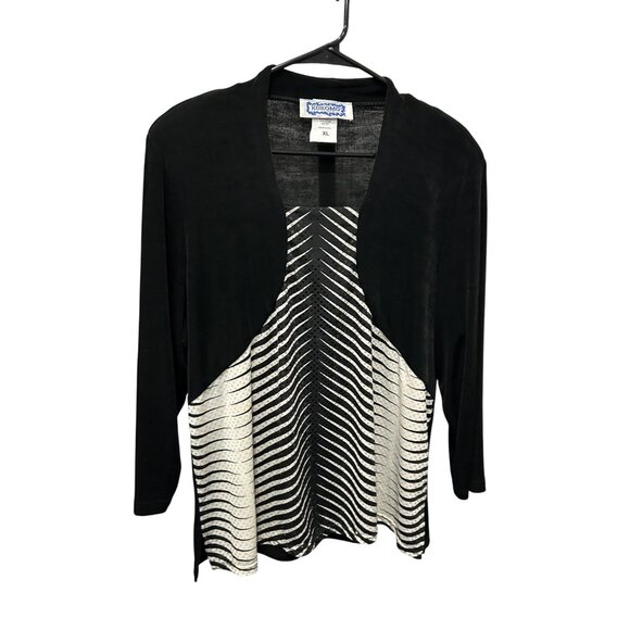Kokomo Womens Black White Striped Design Pullover Sweater Sz XL - Picture 1 of 8
